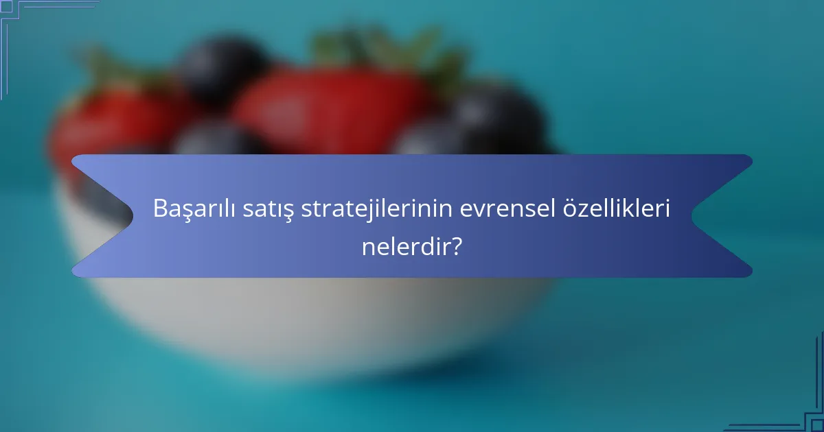 Başarılı satış stratejilerinin evrensel özellikleri nelerdir?