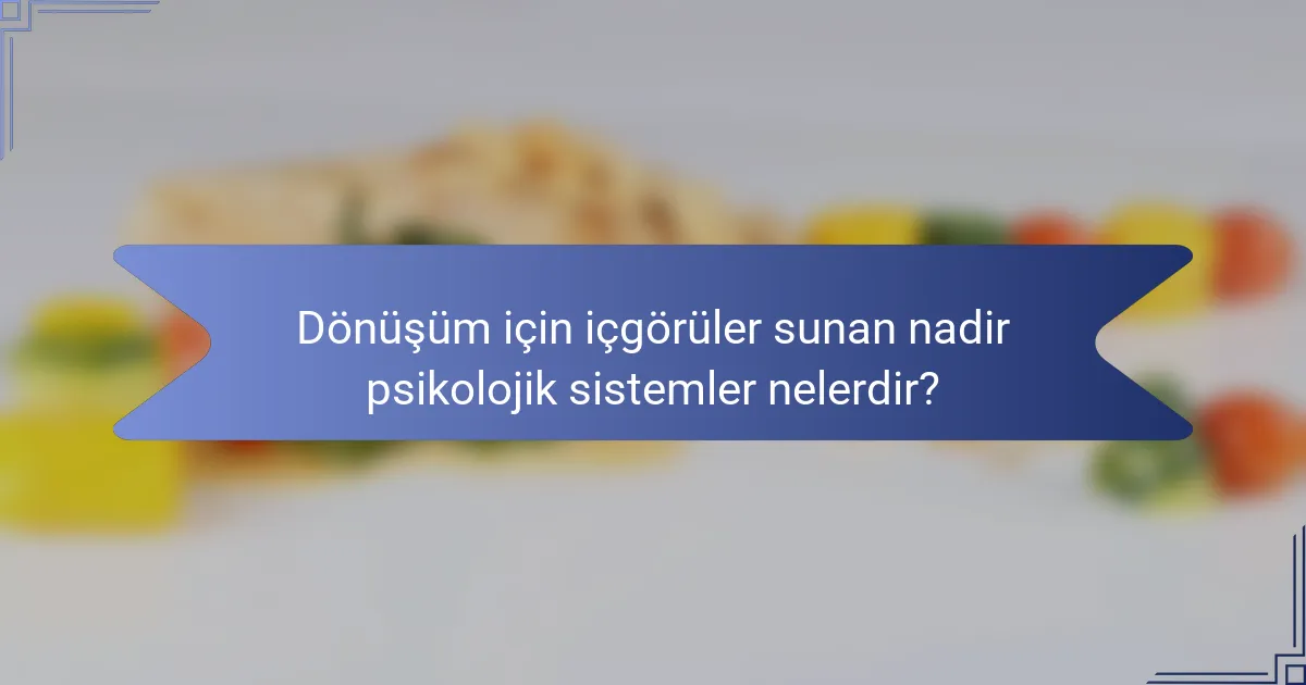 Dönüşüm için içgörüler sunan nadir psikolojik sistemler nelerdir?