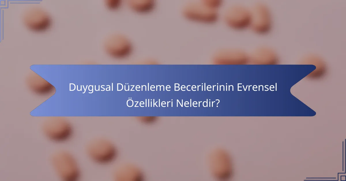 Duygusal Düzenleme Becerilerinin Evrensel Özellikleri Nelerdir?
