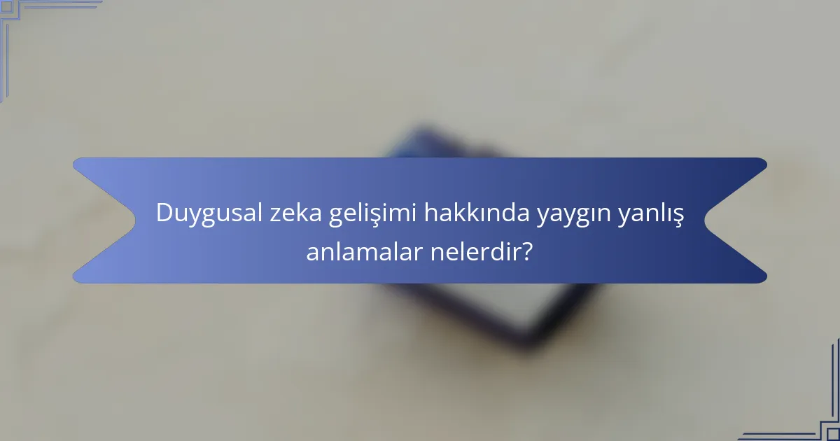 Duygusal zeka gelişimi hakkında yaygın yanlış anlamalar nelerdir?
