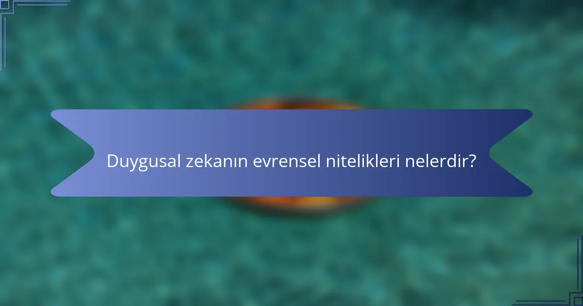 Duygusal zekanın evrensel nitelikleri nelerdir?
