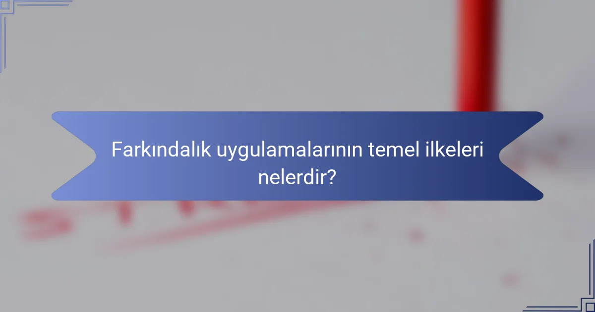 Farkındalık uygulamalarının temel ilkeleri nelerdir?