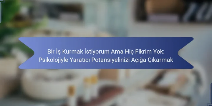 Bir İş Kurmak İstiyorum Ama Hiç Fikrim Yok: Psikolojiyle Yaratıcı Potansiyelinizi Açığa Çıkarmak