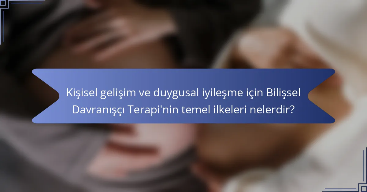 Kişisel gelişim ve duygusal iyileşme için Bilişsel Davranışçı Terapi'nin temel ilkeleri nelerdir?
