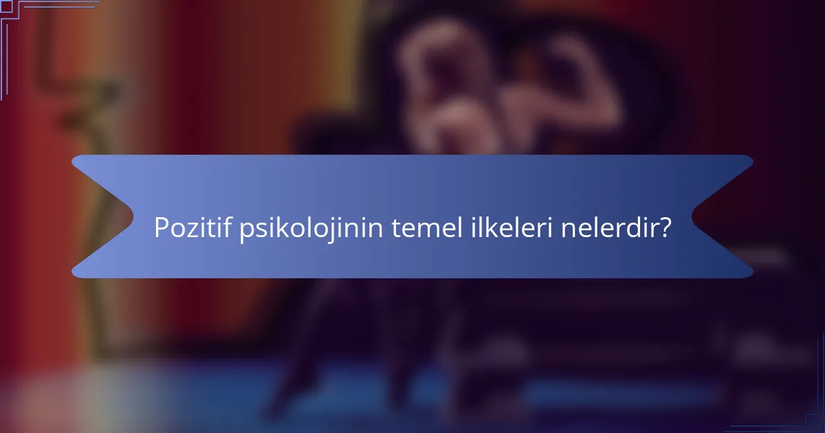 Pozitif psikolojinin temel ilkeleri nelerdir?